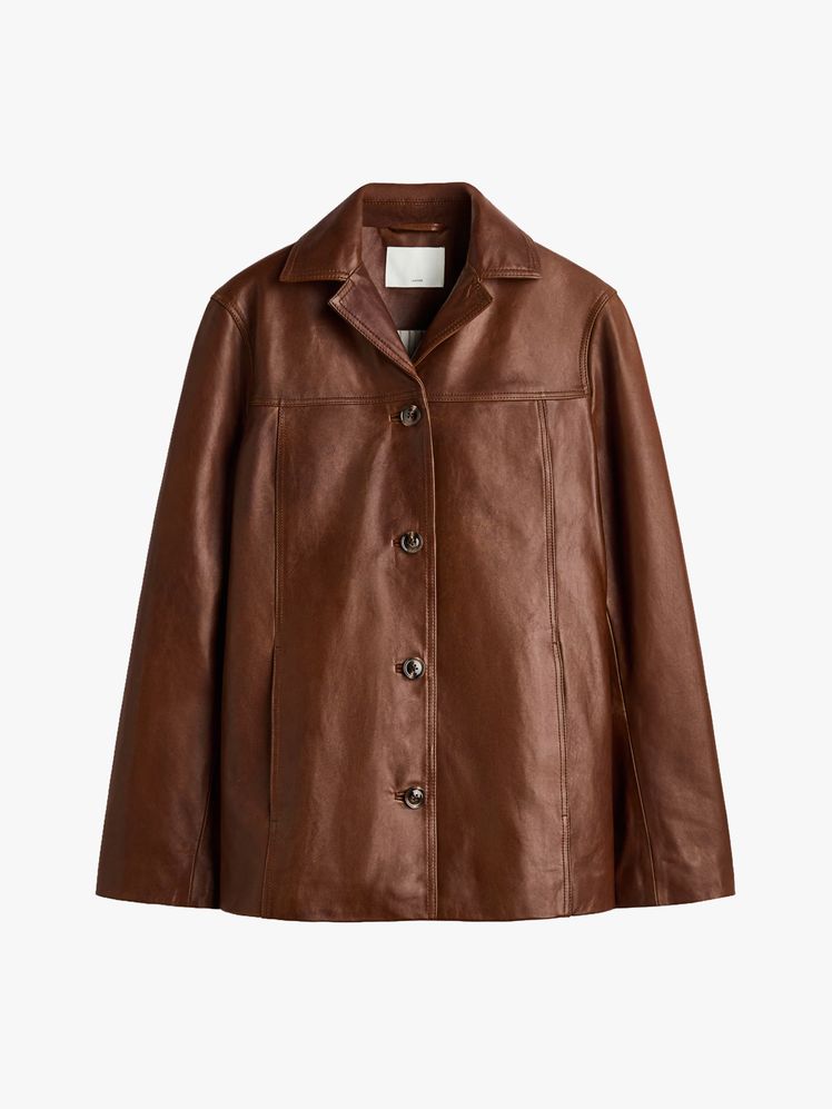 Image may contain Clothing Coat Jacket and Leather Jacket